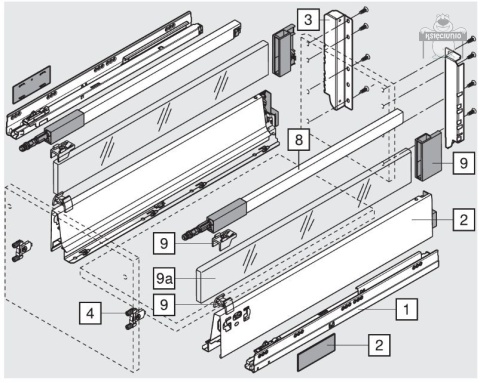 Blum szuflada TBX ANTARO szara wysoka 30kg L-350