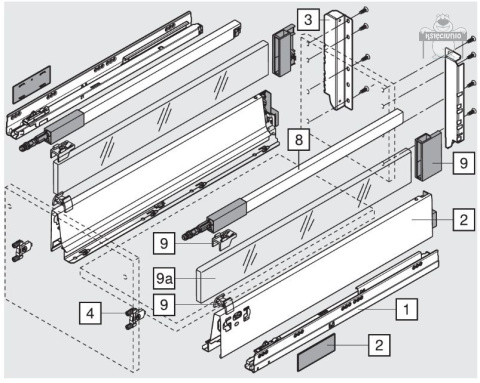 Blum szuflada TBX ANTARO szara wysoka 30kg L-550