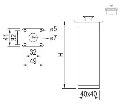 Nóżka meblowa aluminium kwadrat h-60 biała