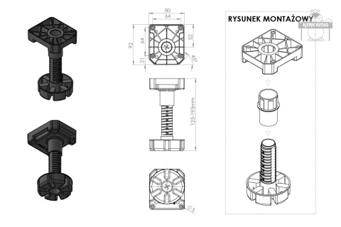 MULTILEG nóżka meblowa regulowana 125-195 400kg