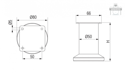 ST nóżka meblowa S13 350kg H=80 czarny mat