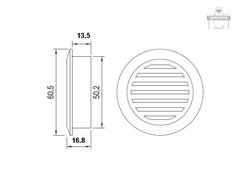 Wywietrznik wentylacja fi-50 - szary