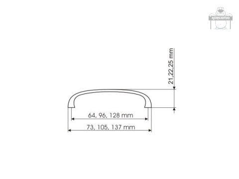 GAMET UCHWYT MEBLOWY UN45 128 - KOLOR ALUMINIUM